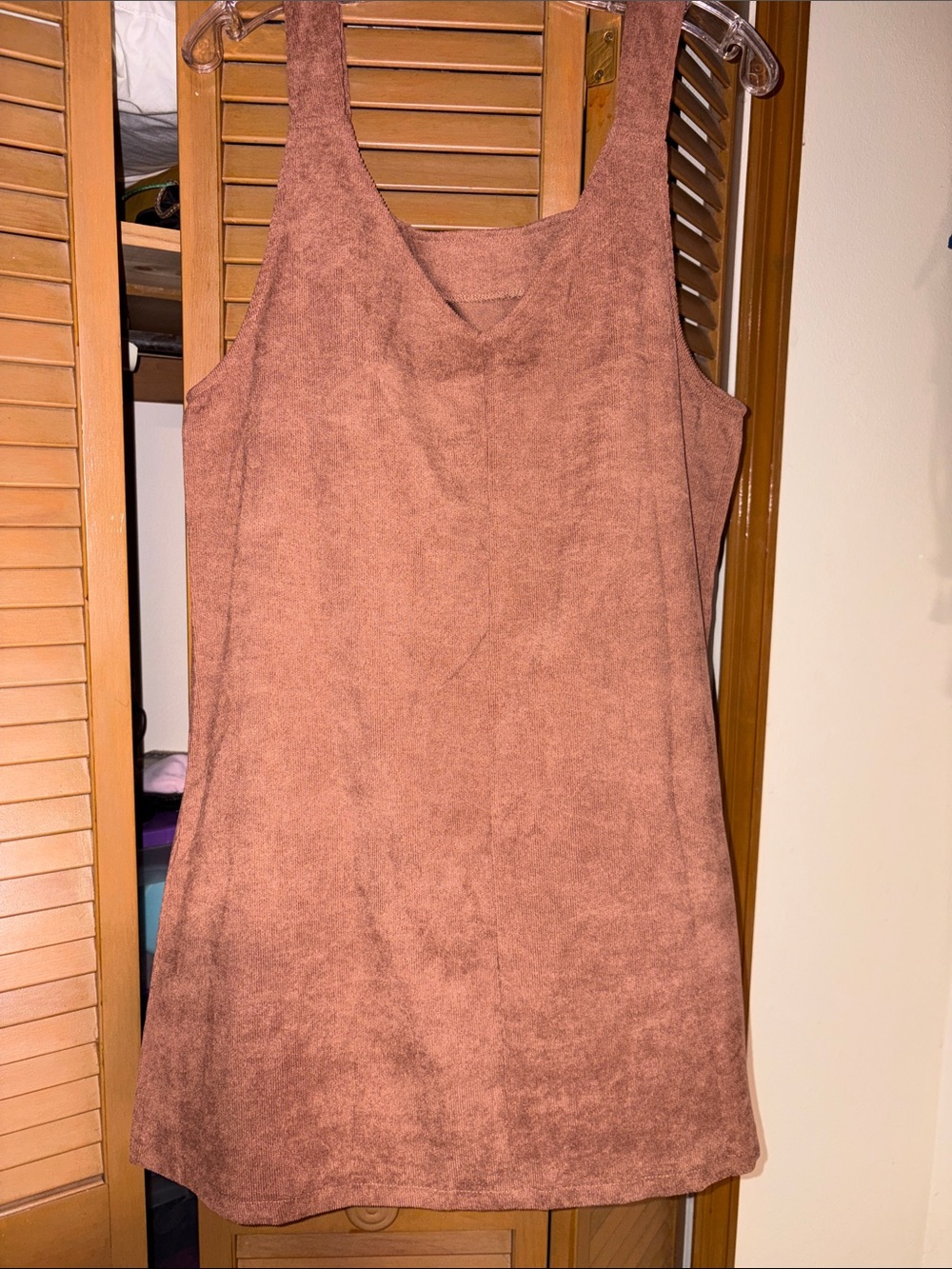 Suede-Look Tank Dress in light brown